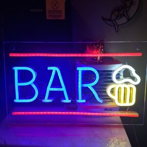 Neon Bar Sign with Beer Mug Design